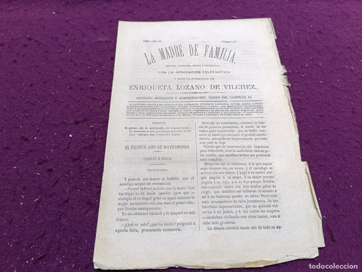 Coleccionismo de Revistas y Peri&oacute;dicos: 1880, Granada, Antigua Revista La Madre de Familia, N&ordm; 47, unos 32 x 22 cms.