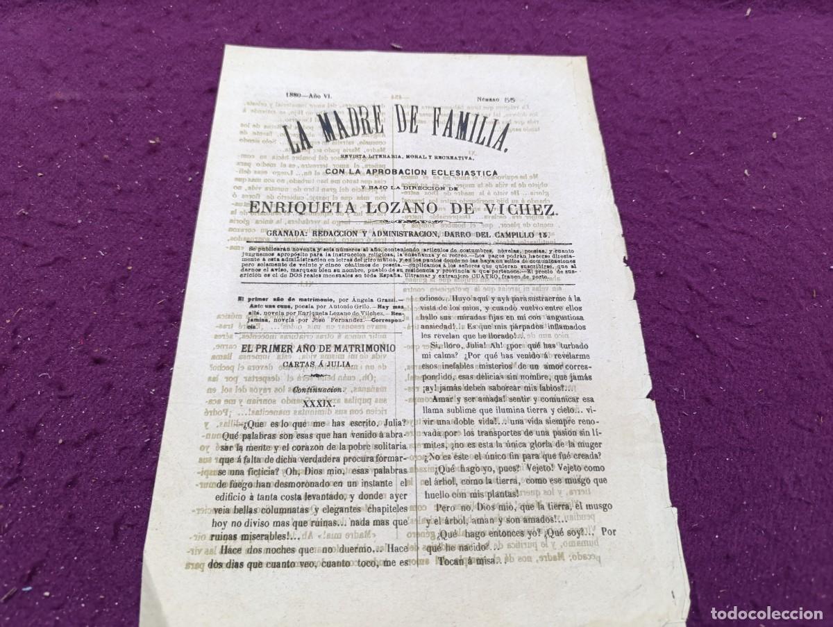 Coleccionismo de Revistas y Peri&oacute;dicos: 1880, Granada, Antigua Revista La Madre de Familia, N&ordm; 55, unos 32 x 22 cms.
