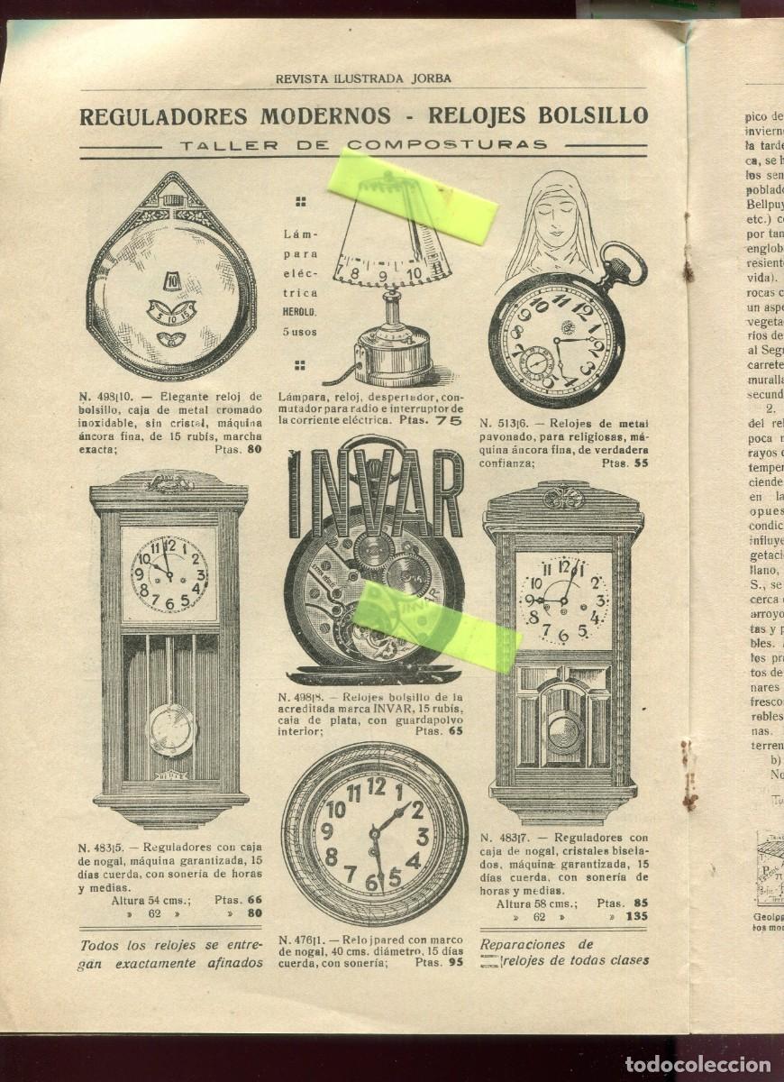 Coleccionismo de Revistas y Peri&oacute;dicos: REVISTA A&Ntilde;O 1935 PUBLICIDAD DE RELOJES DE PULSERA PARED INVAR DE BOLSILLO LAMPARA RELOJ