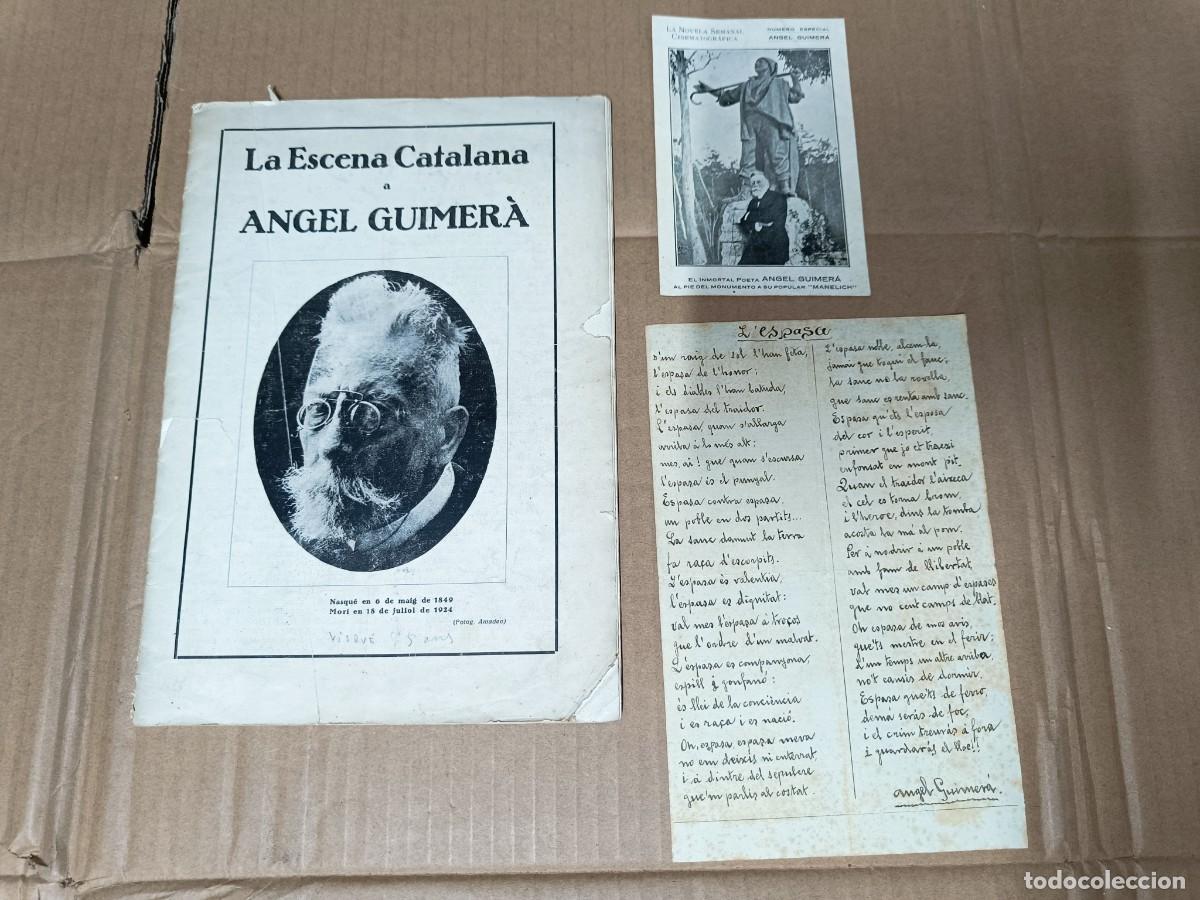 Coleccionismo de Revistas y Peri&oacute;dicos: LOTE ANGEL GUIMER&Agrave;, ANTIGUA REVISTA, POSTAL Y POEMA MANUSCRITO L'ESPASA, A ESTUDIAR, PPS S. XX -P22