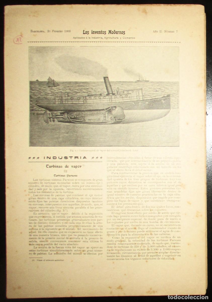 Coleccionismo de Revistas y Peri&oacute;dicos: LOS INVENTOS MODERNOS. REVISTA INDUSTRIAL ILUSTRADA CON L&Aacute;MINA DESMONTABLE DE TURBINA DE VAPOR LAVAL