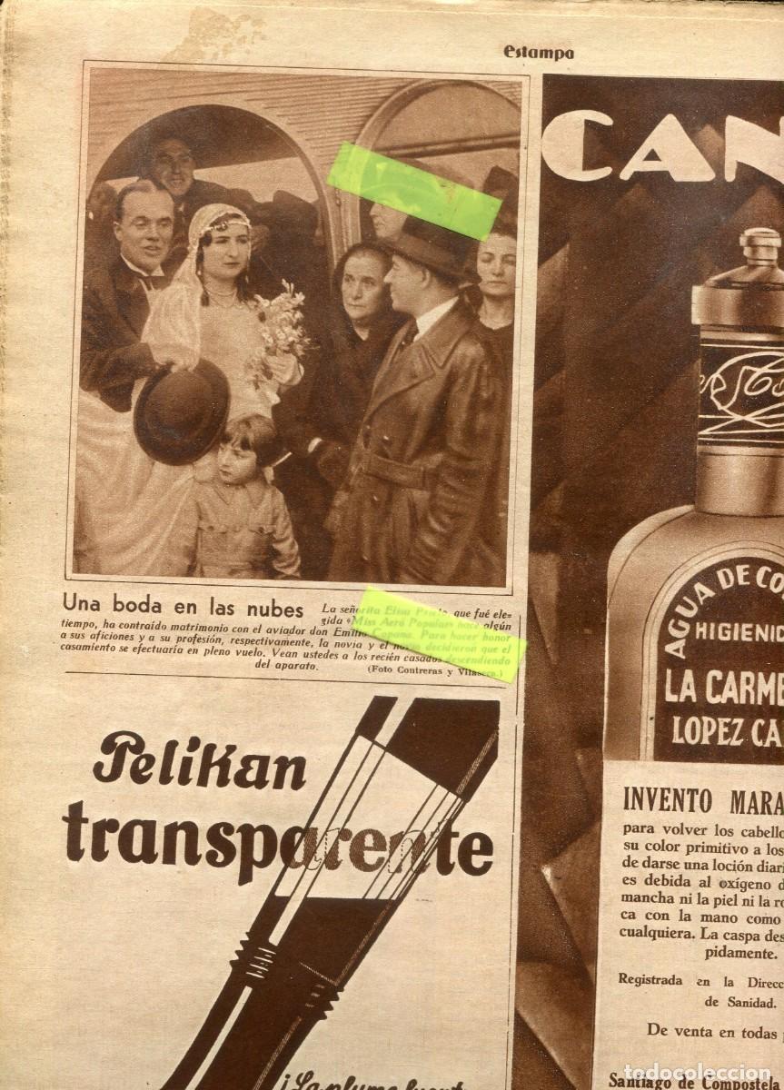 Coleccionismo de Revistas y Peri&oacute;dicos: REVISTA A&Ntilde;O 1932 PRIMERA BODA EN UN AVION EN EL CIELO ESPA&Ntilde;OL DE ESPA&Ntilde;A AVIADOR EMILIO COPANO