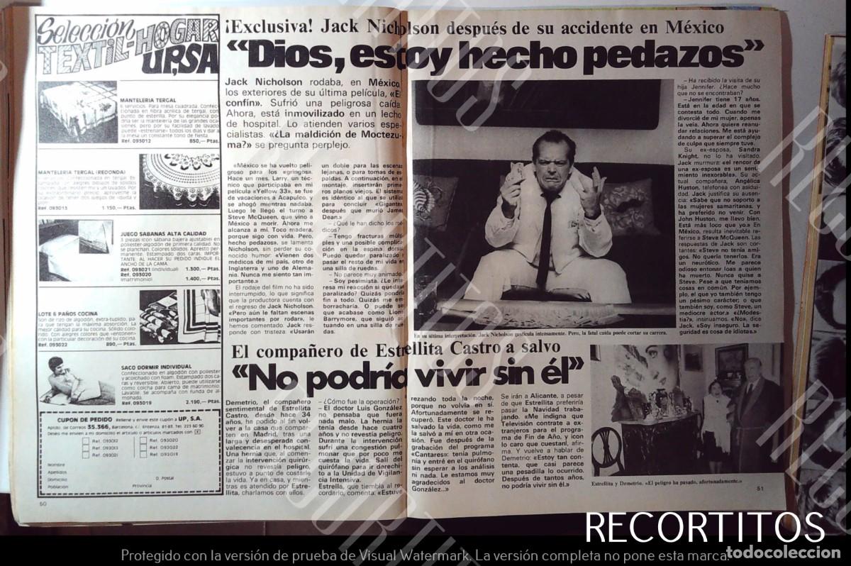 Sammeln von Zeitschriften und Zeitungen: ESTRELLITA CASTRO DEMETRIO JACK NICHOLSON ACCIDENTE EN MEXICO