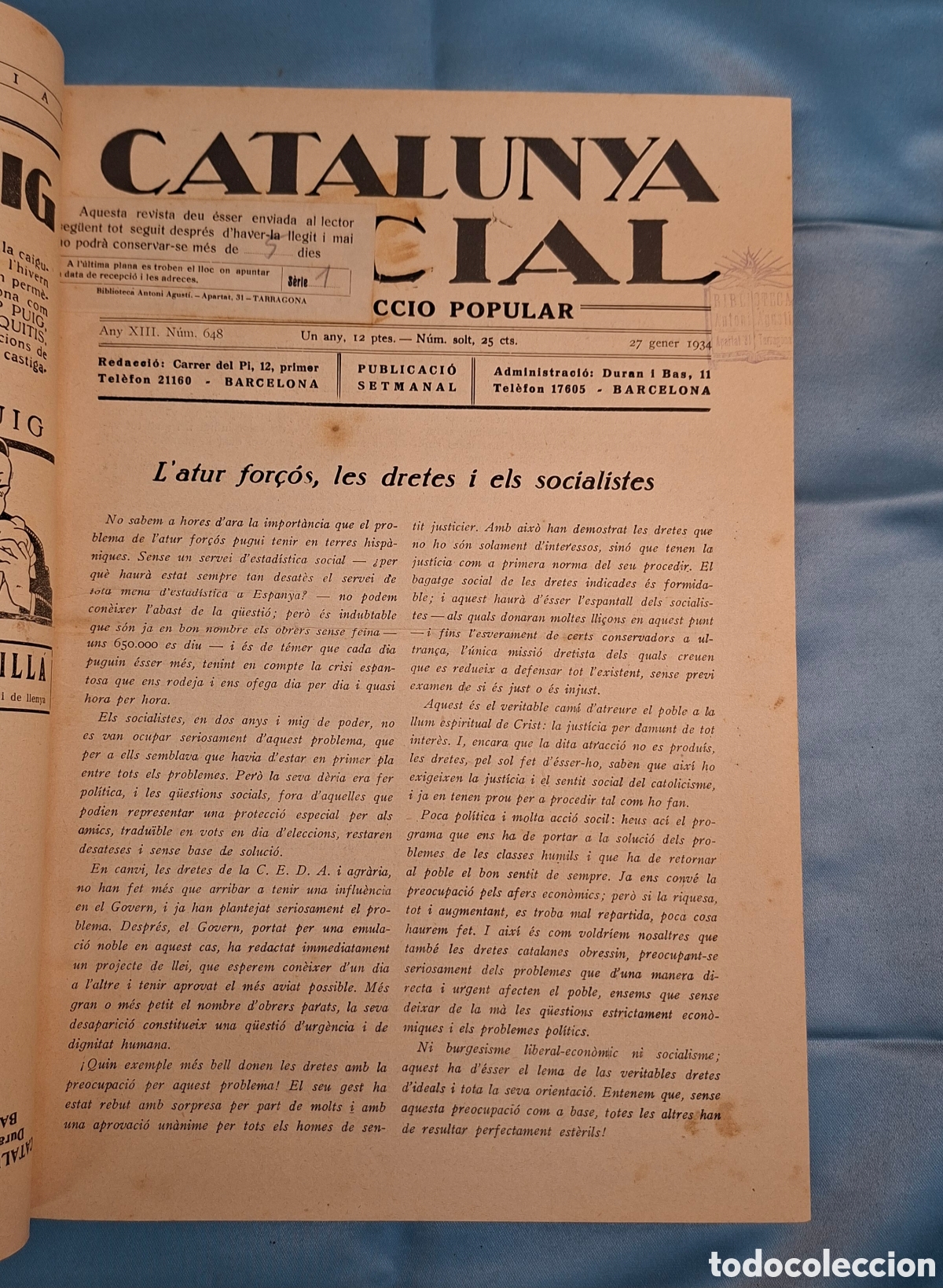 Coleccionismo de Revistas y Peri&oacute;dicos: Catalunya Social revista a&ntilde;o 1934