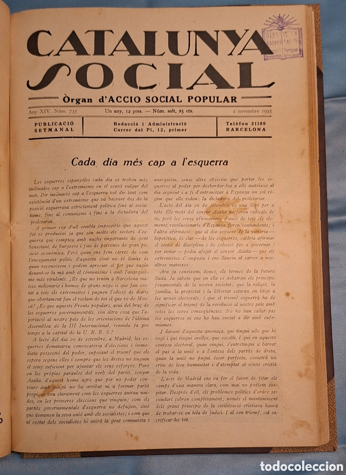 Coleccionismo de Revistas y Peri&oacute;dicos: Catalunya social revista completa 1935