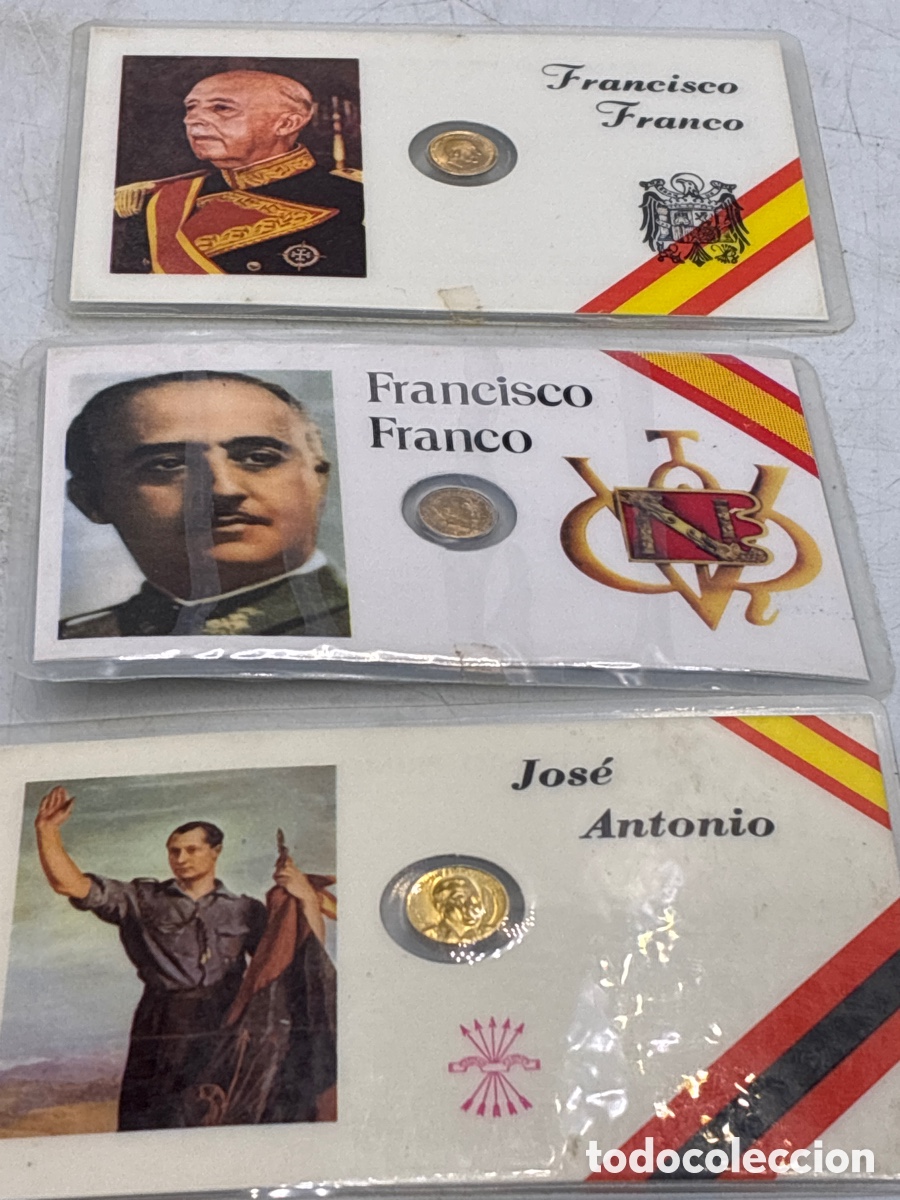 Coleccionismo de Revistas y Peri&oacute;dicos: Tres tarjetas plastificadas con monedas peque&ntilde;as