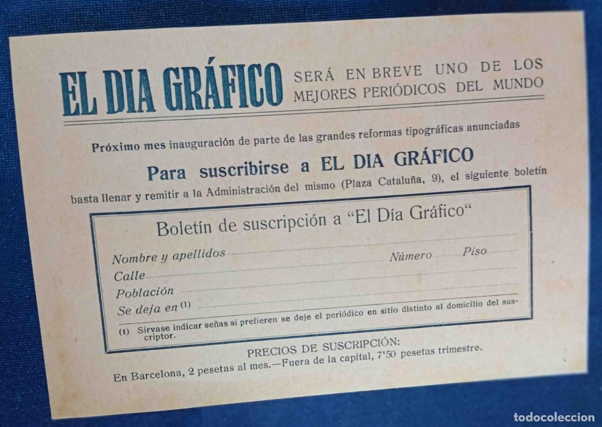 Coleccionismo de Revistas y Peri&oacute;dicos: HOJA VOLANTE PARA SUSCRIBIRSE AL D&Iacute;A GR&Aacute;FICO. ACTIVO ENTRE 1913 - 1939.