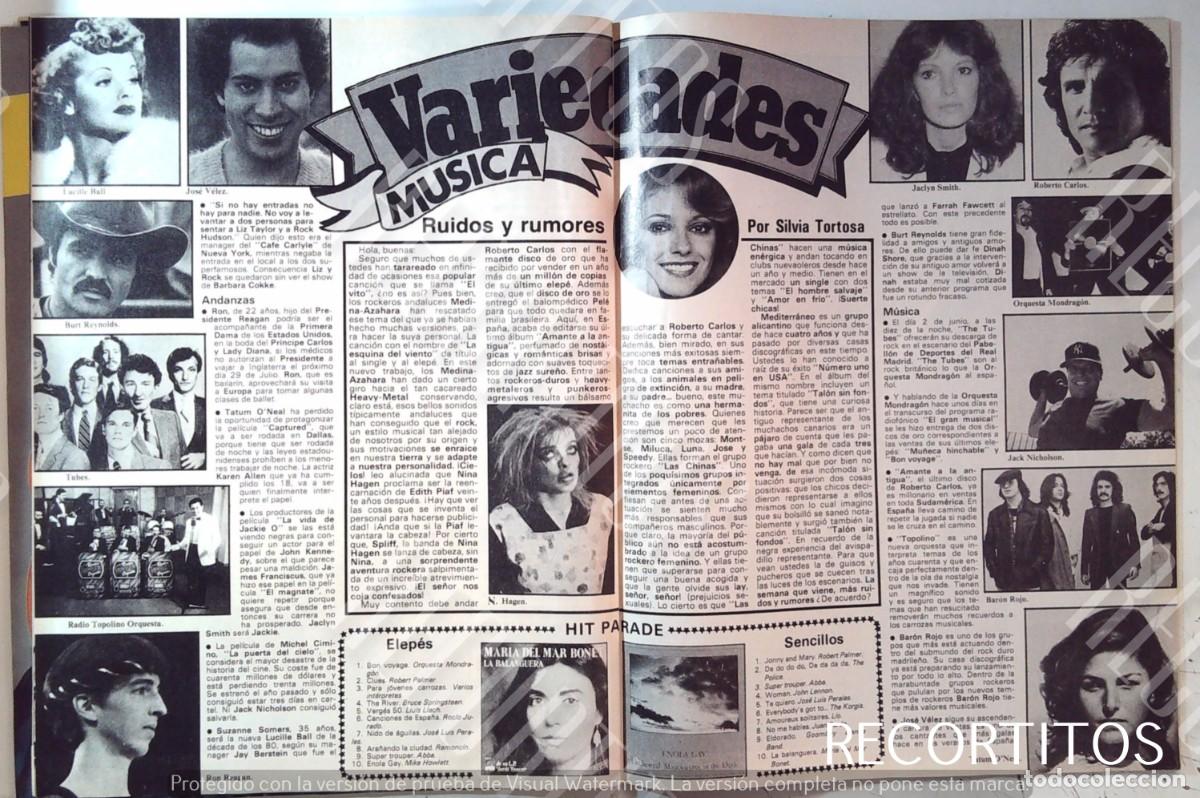 Coleccionismo de Revistas y Peri&oacute;dicos: JACLYN SMITH BARON ROJO ENOLA GAY MARIA DEL MAR BONET NINA HAGEN LUCILLE BALL BURT REYNOLDS TUBES TR