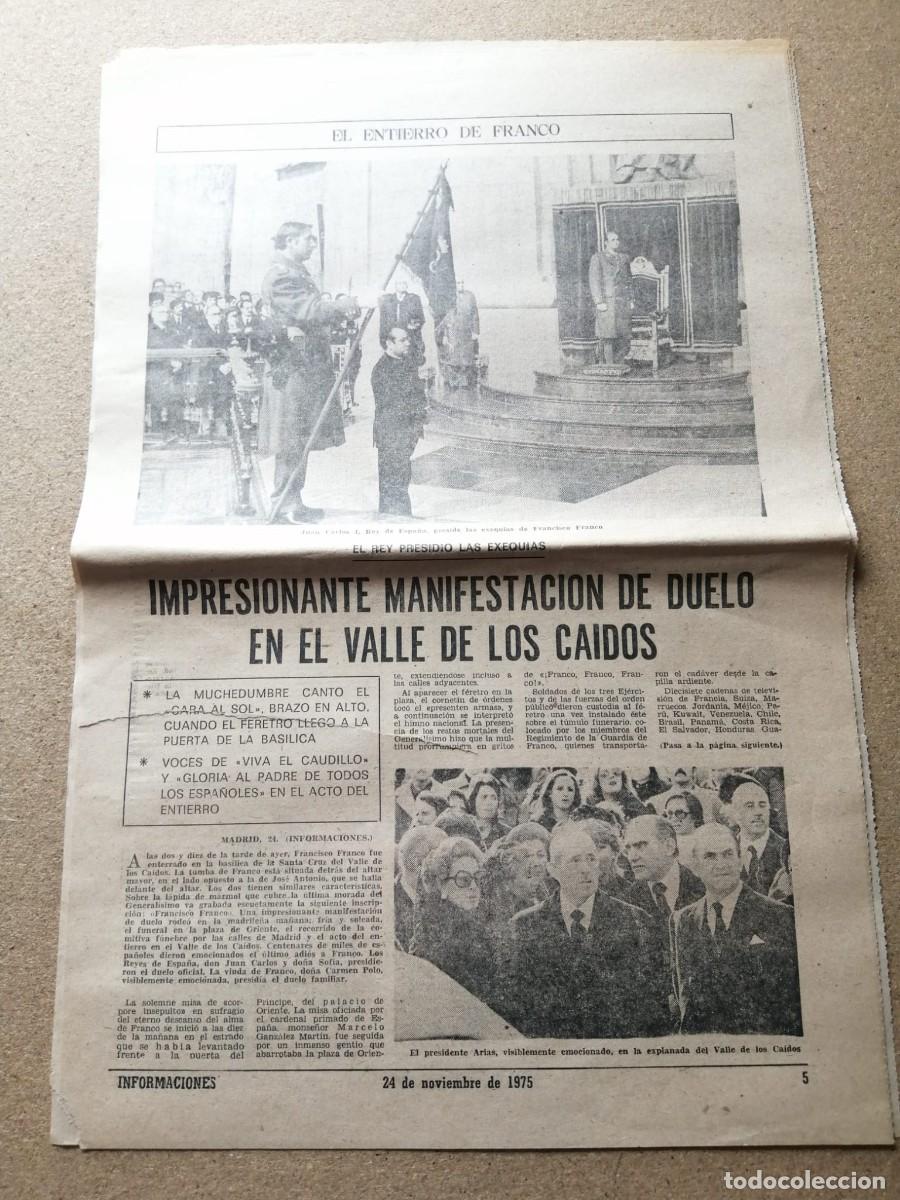 Coleccionismo de Revistas y Peri&oacute;dicos: MUERTE DE FRANCO (DIARIO INFORMACIONES 24 NOVIEMBRE 1975)