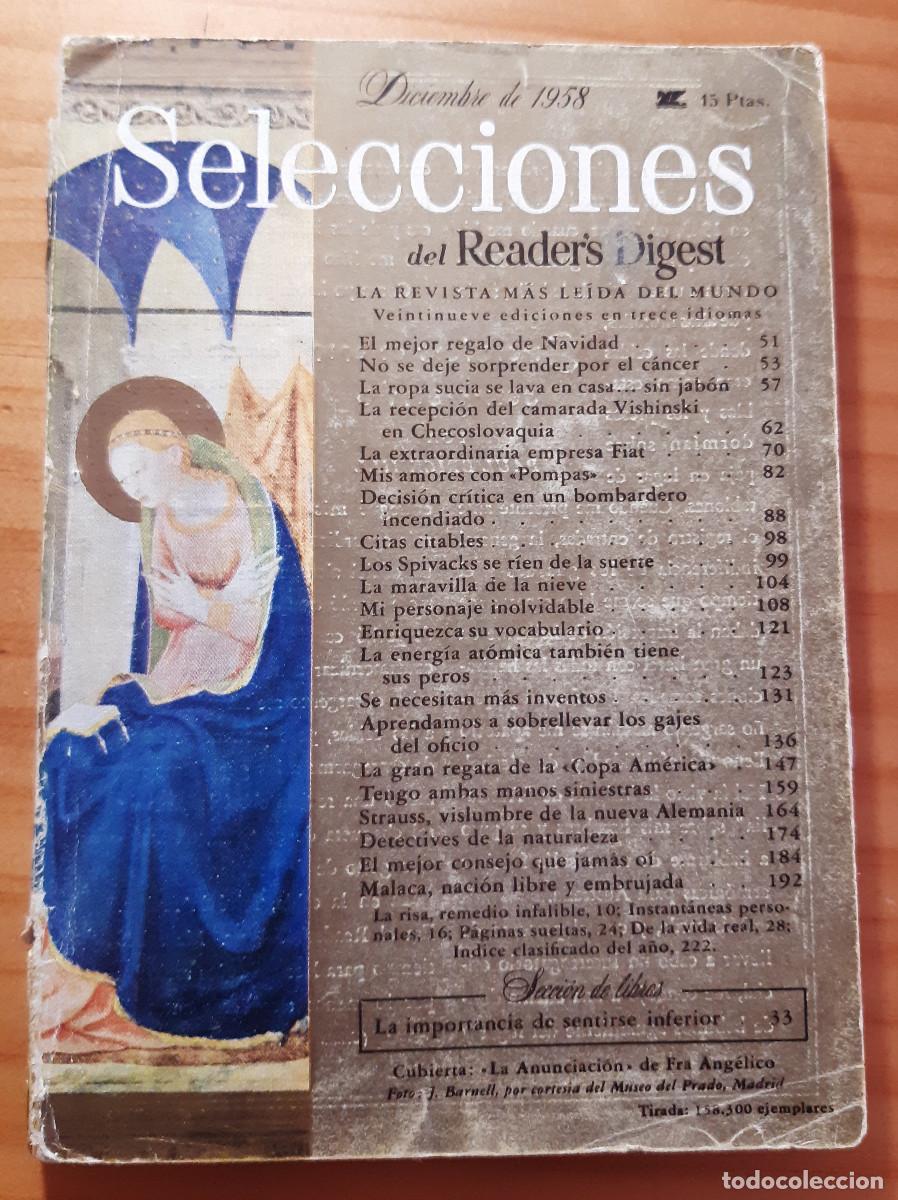 Collezionismo di Riviste e Giornali: SELECCIONES DEL READER'S DIGEST - DICIEMBRE 1958 - 234 P&Aacute;GINAS - 19 X 14 CMS.