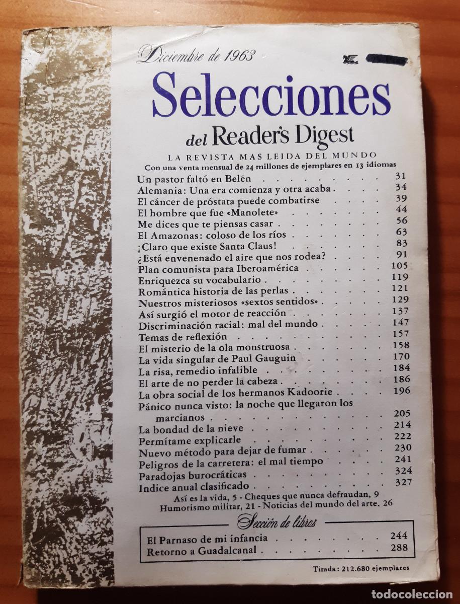 Collezionismo di Riviste e Giornali: SELECCIONES DEL READER'S DIGEST - DICIEMBRE DE 1963 - N&ordm; 277 - 334 P&Aacute;GINAS - 19 X 14 CMS.