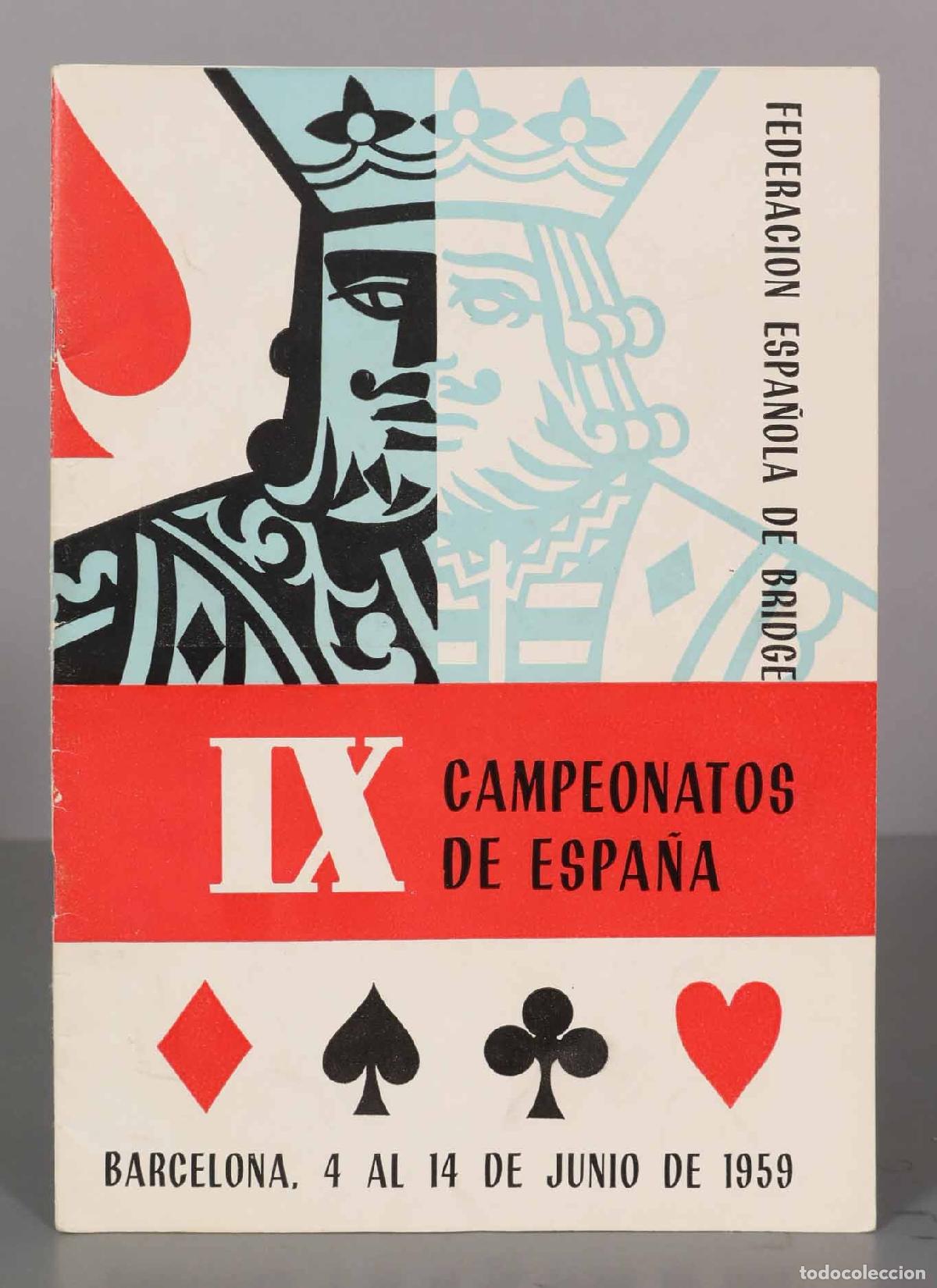 Coleccionismo de Revistas y Peri&oacute;dicos: FEDERACION ESPA&Ntilde;OLA DE BRIDGE. IX CAMPEONATOS DE ESPA&Ntilde;A. BARCELONA, 4 AL 14 DE JUNIO DE 1959.