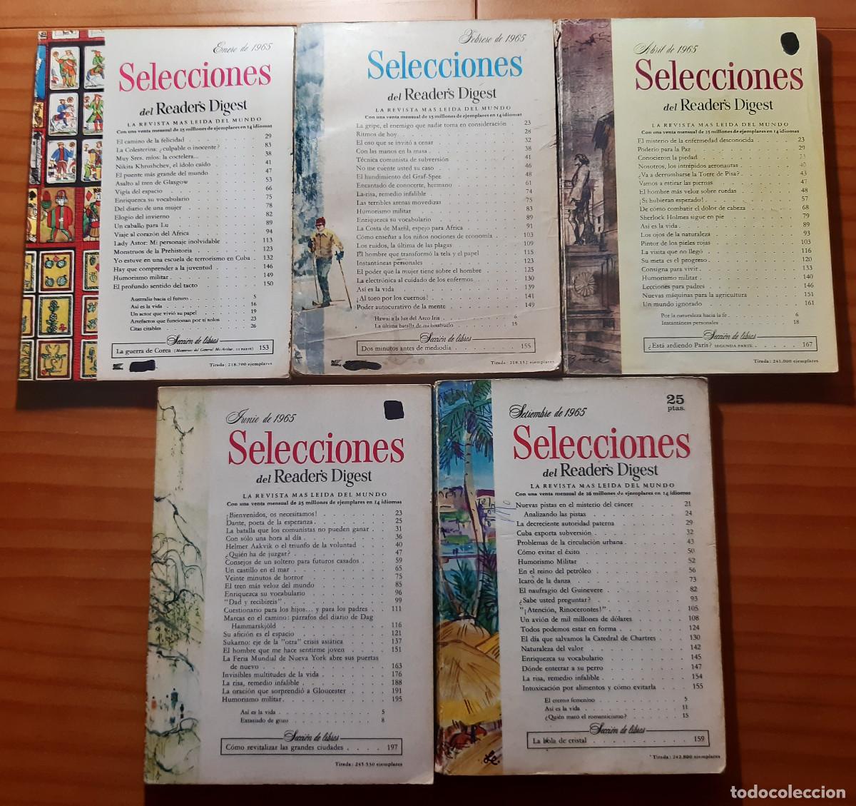 Collezionismo di Riviste e Giornali: SELECCIONES DEL READER'S DIGEST - A&Ntilde;O 1965 - 19 X 14 CMS. - 5 EJEMPLARES