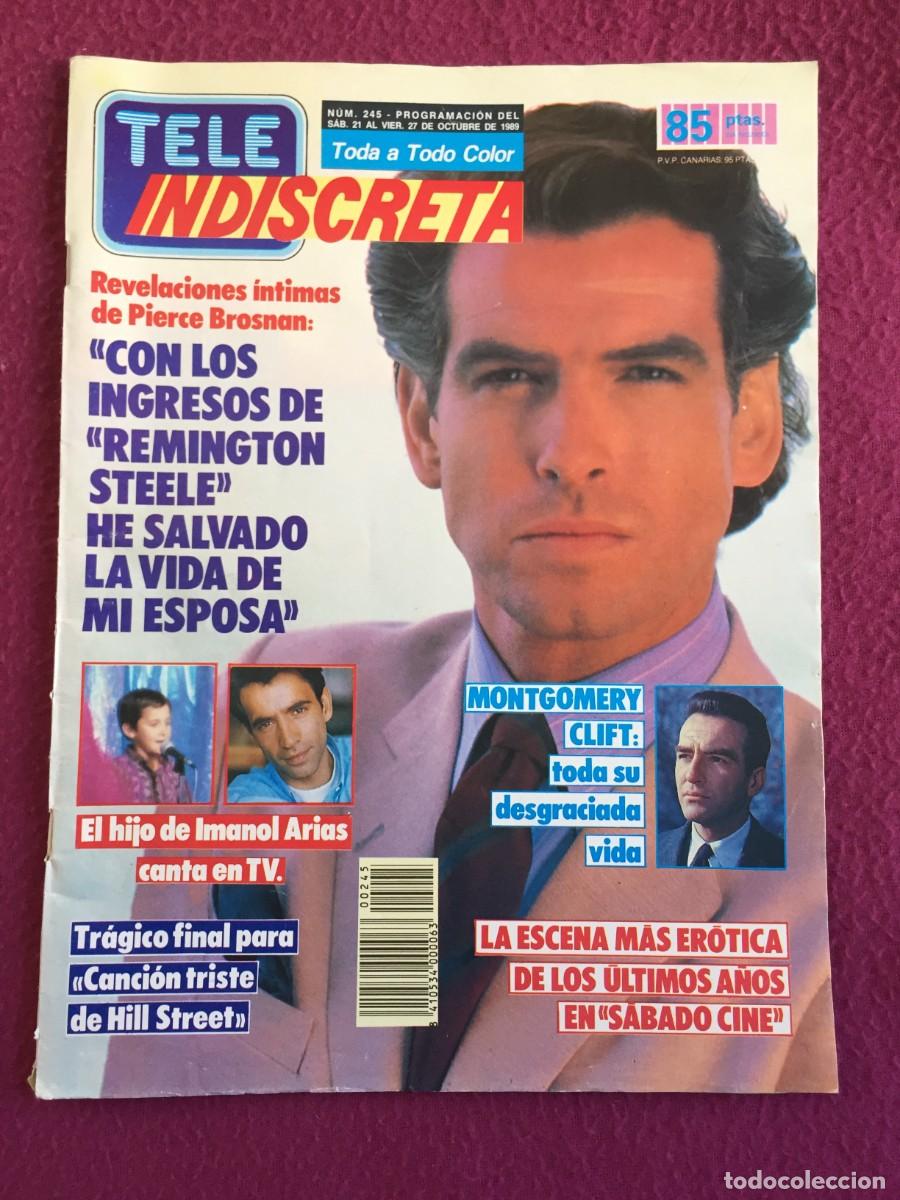 Collectionnisme de Revues et Journaux: Revista Tele indiscreta n&ordm; 245 Pierce Brosman -Dibujos La Corona Magica -Santa Barbara -Falcon Crest