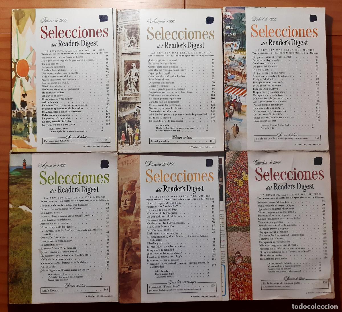Collectionnisme de Revues et Journaux: SELECCIONES DEL READER'S DIGEST - A&Ntilde;O 1966 - 19 X 14 CMS. - 6 EJEMPLARES