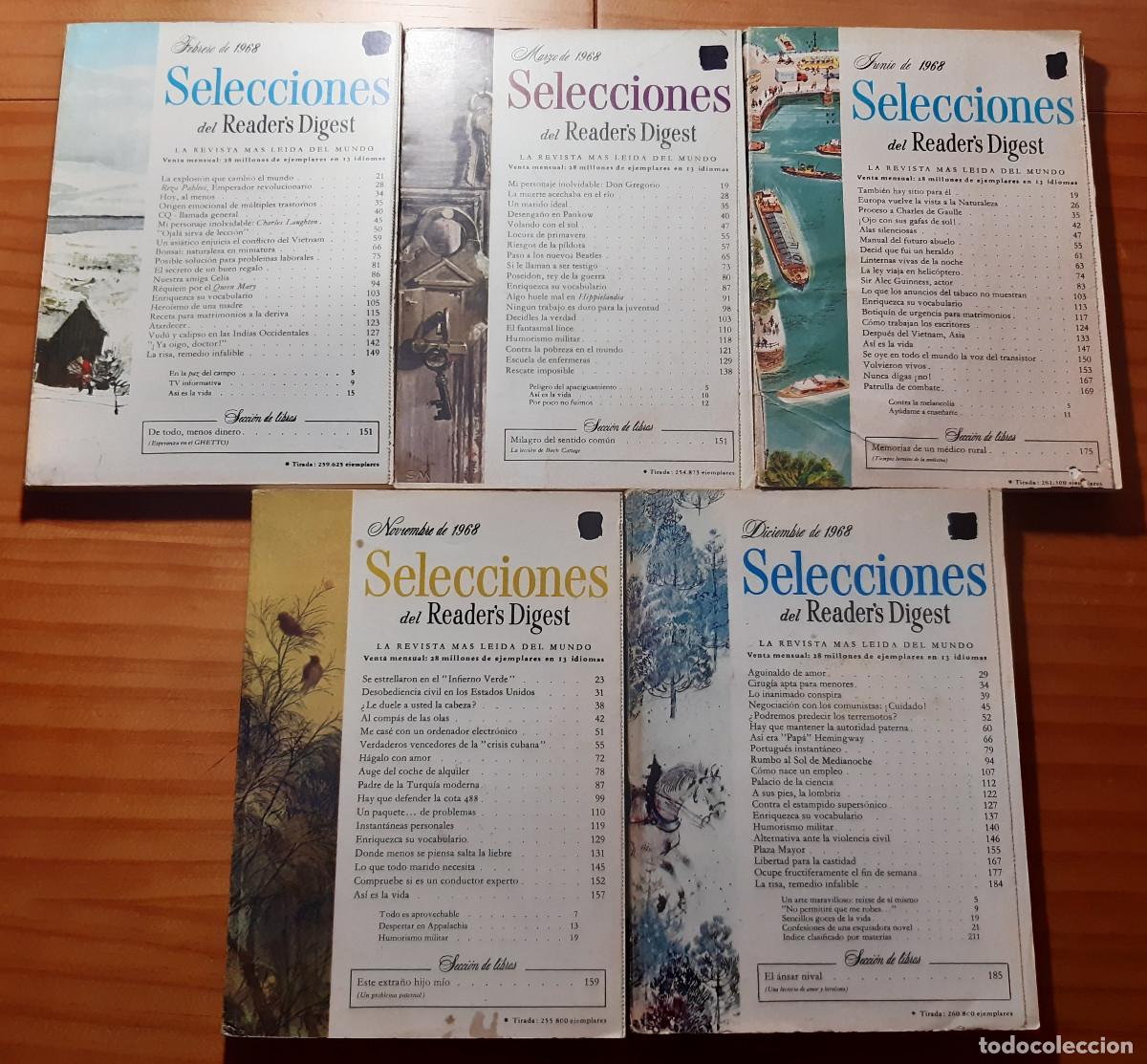 Collectionnisme de Revues et Journaux: SELECCIONES DEL READER'S DIGEST - A&Ntilde;O 1968 - 19 X 14 CMS. - 5 EJEMPLARES