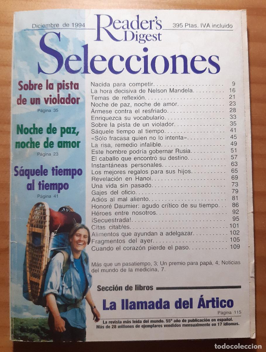 Collectionnisme de Revues et Journaux: SELECCIONES DEL READER'S DIGEST - DICIEMBRE 1994 - 144 P&Aacute;GINAS - 19 X 14 CMS. - MUY BUEN ESTADO