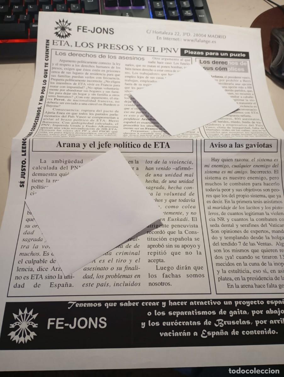 Coleccionismo de Revistas y Peri&oacute;dicos: BOLET&Iacute;N FE-JONS C/ HORTALEZA,22. REF. UR MES 6 A