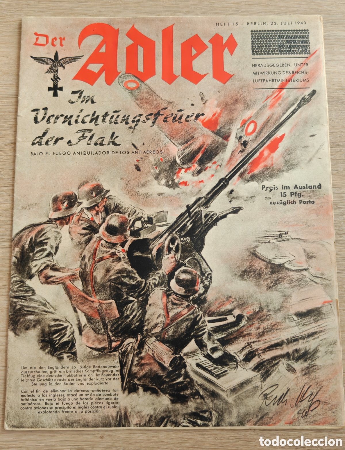 Coleccionismo de Revistas y Peri&oacute;dicos: Der Adler, 23 julio 1940, revista propaganda III Reich