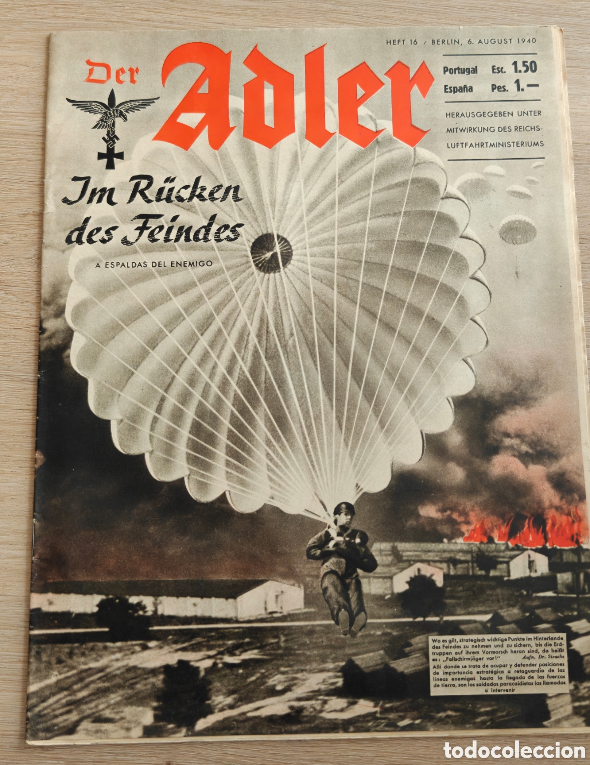 Coleccionismo de Revistas y Peri&oacute;dicos: Der Adler, 6 agosto 1940, revista propaganda III Reich