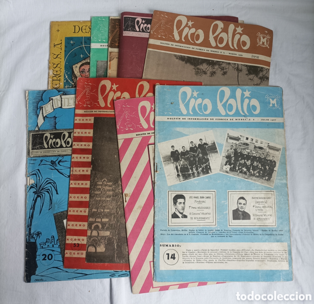 Collection Magazines and Newspapers: Lote de 9 revistas PICO POLIO. BOLETIN FABRICA DE MIERES. ASTURIAS. 1957 a 1961