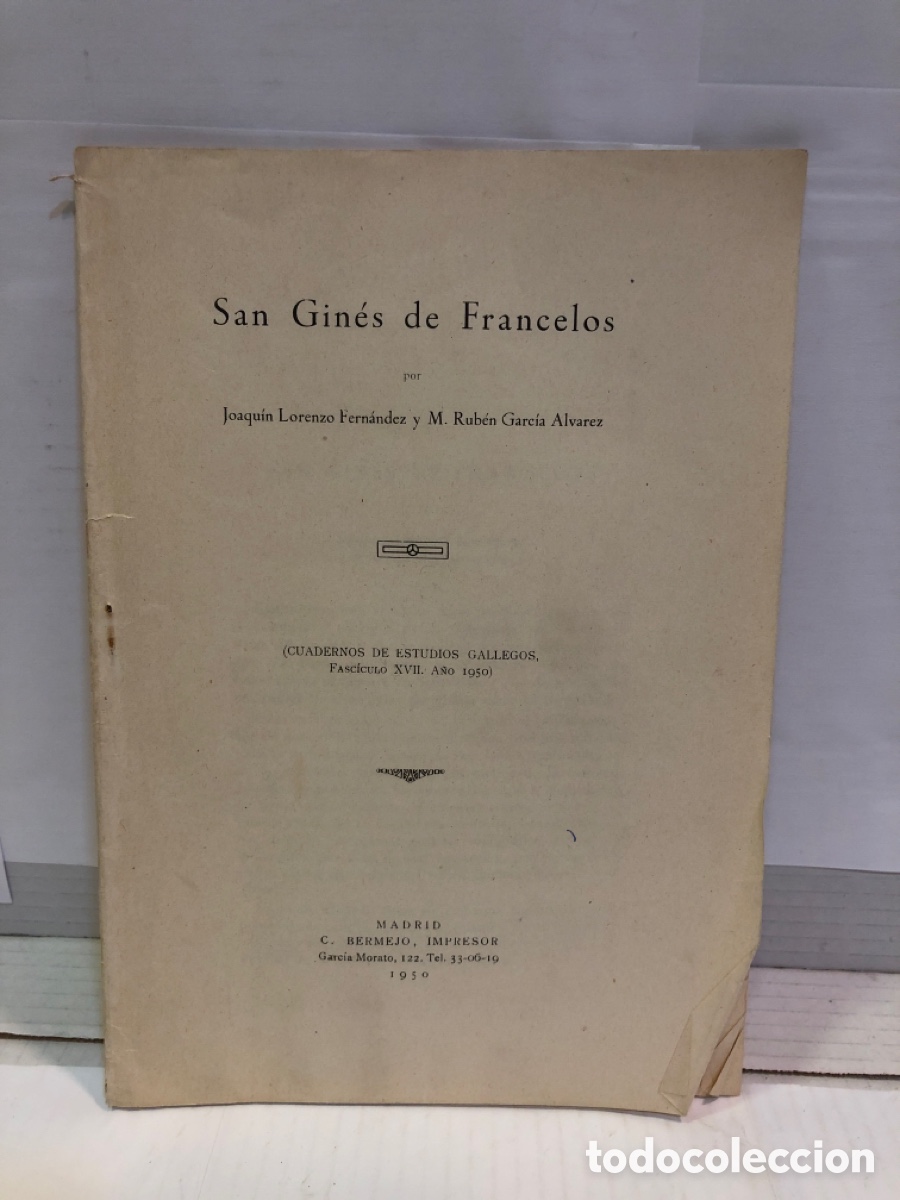 Collectionnisme de Revues et Journaux: San Gines de Francelos - Joaquin Lorenzo Fernandez, M. Ruben Garcia Alvarez