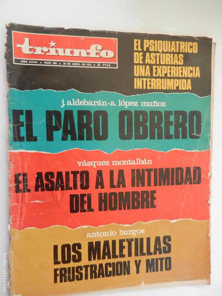 Coleccionismo de Revistas y Peri&oacute;dicos: TRIUNFO REVISTA N&ordm; 500- 04-1972 - LOS MALETILLAS , EL PARO OBRERO - VER INDICE
