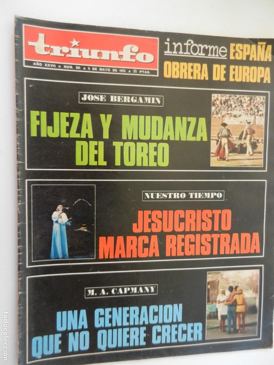 Coleccionismo de Revistas y Peri&oacute;dicos: TRIUNFO REVISTA N&ordm; 501- 05-1972 - FIJEZA Y MUDANZA DEL TOREO - VER INDICE