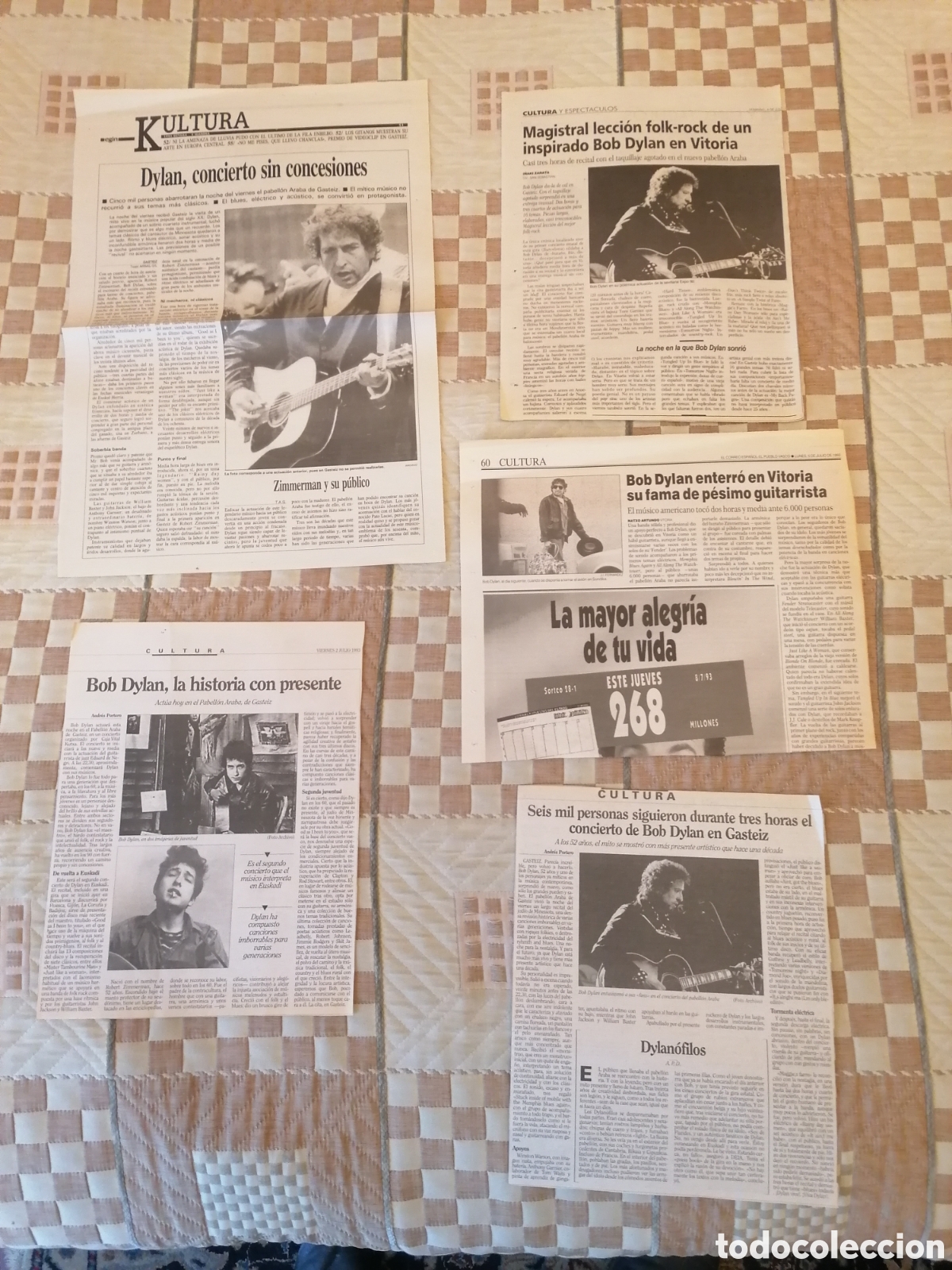 Coleccionismo de Revistas y Peri&oacute;dicos: P&aacute;ginas Y Recortes Prensa Concierto Bob Dylan Vitoria Gasteiz Julio 1993