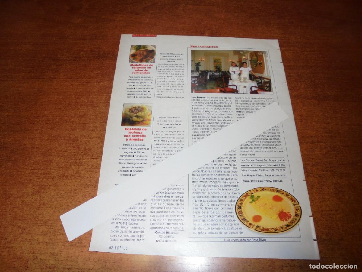Coleccionismo de Revistas y Peri&oacute;dicos: CLIPPING 1990 RESTAURANTE LOS REMOS (SAN ROQUE, C&Aacute;DIZ). RESE&Ntilde;A.