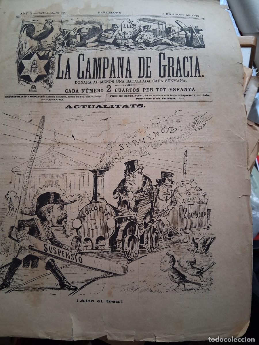 Coleccionismo de Revistas y Peri&oacute;dicos: CAMPANA DE GRACIA, La: Barcelona, n&ordm; 525, 3 agost 1879. &ldquo;Actualitats&rdquo;. &ldquo; &ldquo;Lo rellotje del poble&rdquo; &iquest;A
