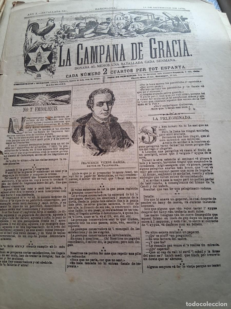 Coleccionismo de Revistas y Peri&oacute;dicos: CAMPANA DE GRACIA, La: Barcelona, n&ordm; 531, 14 setembre 1879