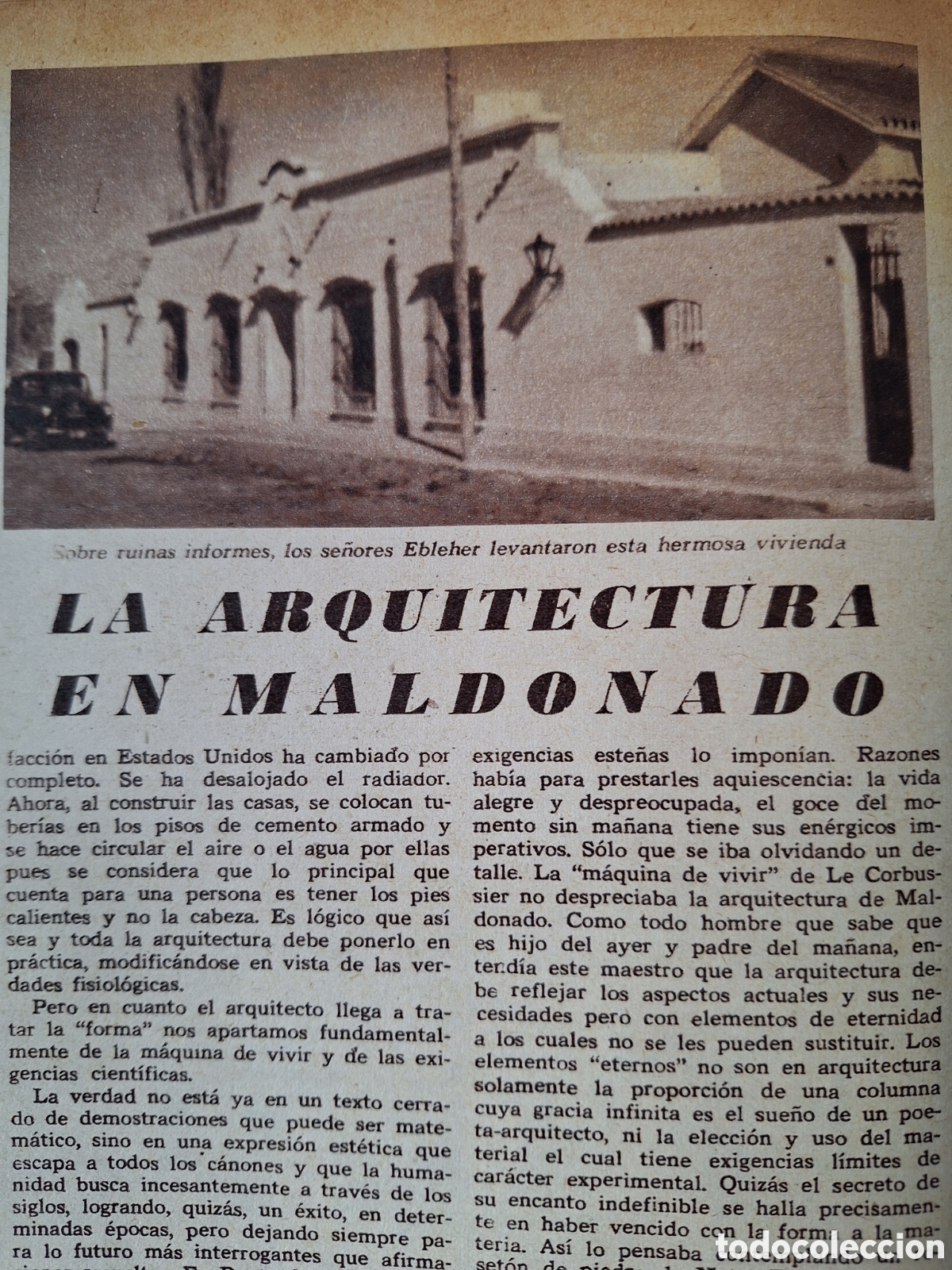 Coleccionismo de Revistas y Peri&oacute;dicos: 1949 LA ARQUITECTURA EN MALDONADO FOTOS DE MAZZONI Y LA GUARDIA REPUBLICANA CUSTODIA LEGISLATIVO