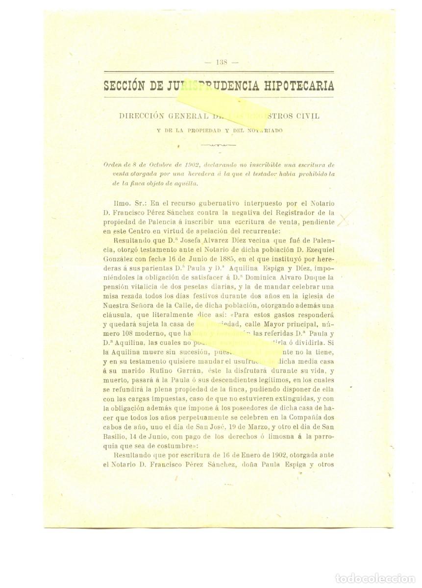 Coleccionismo de Revistas y Peri&oacute;dicos: REVISTA A&Ntilde;O 1903 NOTARIO NOTARIA DE PALENCIA FRANCISCO PEREZ SANCHEZ PAULA ESPIGA DIEZ