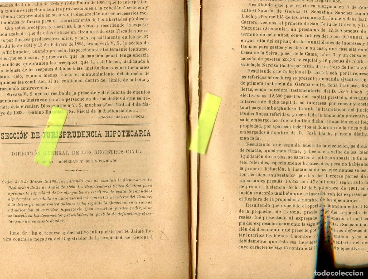 Coleccionismo de Revistas y Peri&oacute;dicos: REVISTA A&Ntilde;O 1903 NOTARIO NOTARIA DE GIRONA SEBASTIAN SANCHEZ RAMIREZ JOSE LLACH ROS