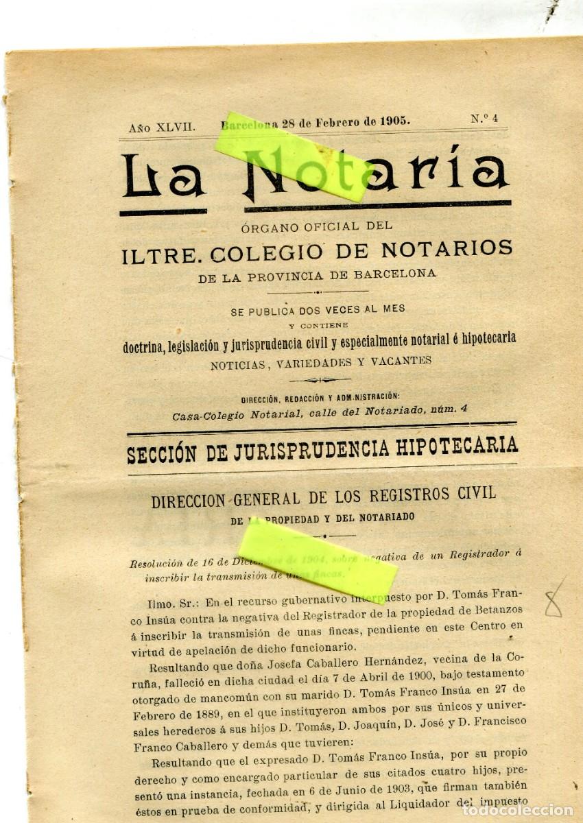 Collection Magazines and Newspapers: REVISTA A&Ntilde;O 1905 NOTARIO NOTARIA DE BETANZOS TOMAS FRANCISCO INSUA JOSEFA CABALLERO HERNANDEZ CORU&Ntilde;A