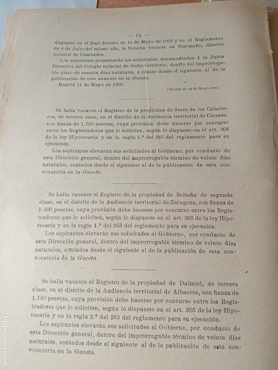 Coleccionismo de Revistas y Peri&oacute;dicos: REVISTA A&Ntilde;O 1905 NOTARIO NOTARIA DE JEREZ DE LOS CABALLEROS BOLTA&Ntilde;A DAIMIEL