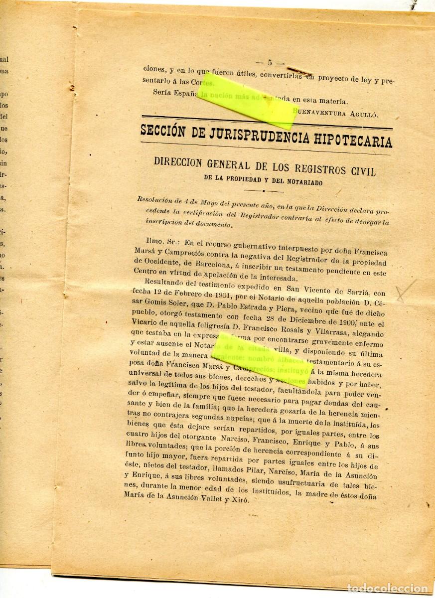 Collection Magazines and Newspapers: REVISTA A&Ntilde;O 1905 NOTARIO NOTARIA DE SAN VICENTE DE SARRIA SANT VICEN&Ccedil; VILLANUEVA CASTELLON ALBERIQUE