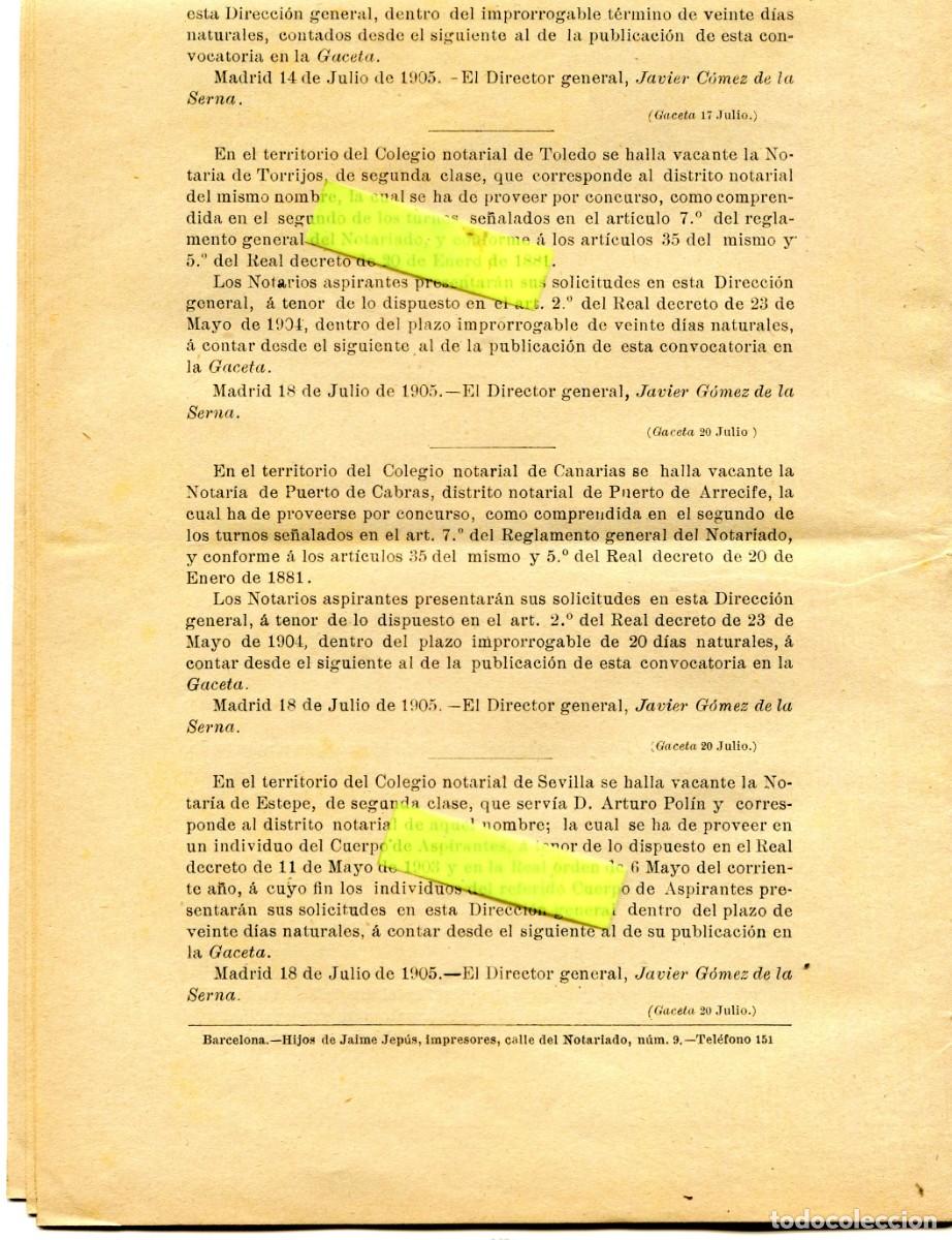 Coleccionismo de Revistas y Peri&oacute;dicos: REVISTA A&Ntilde;O 1905 NOTARIO NOTARIA DE TORRIJOS PUERTO DE CABRAS CANARIAS ESTEPE