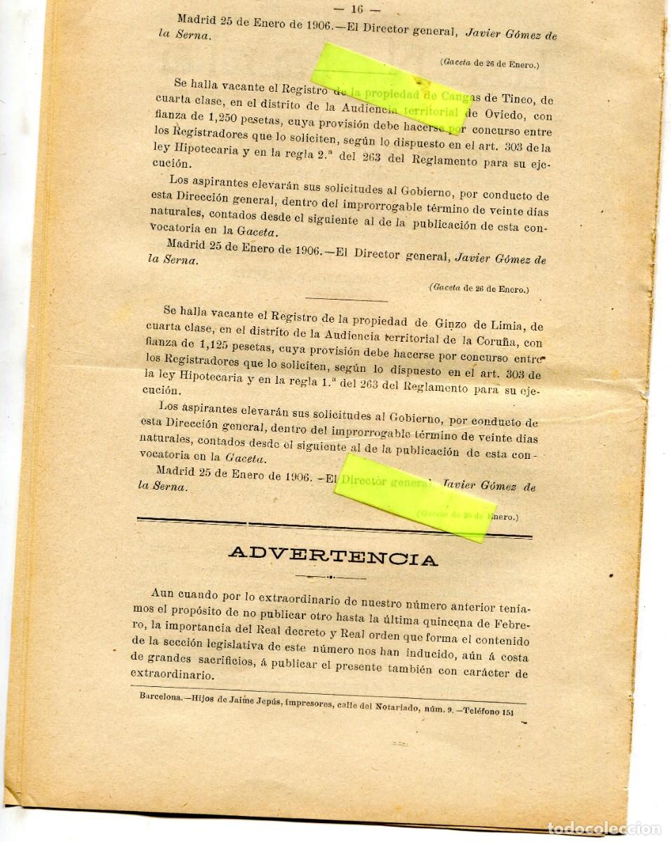 Coleccionismo de Revistas y Peri&oacute;dicos: REVISTA A&Ntilde;O 1905 NOTARIO NOTARIA DE CANGAS DE TINEO GINZO DE LIMIA