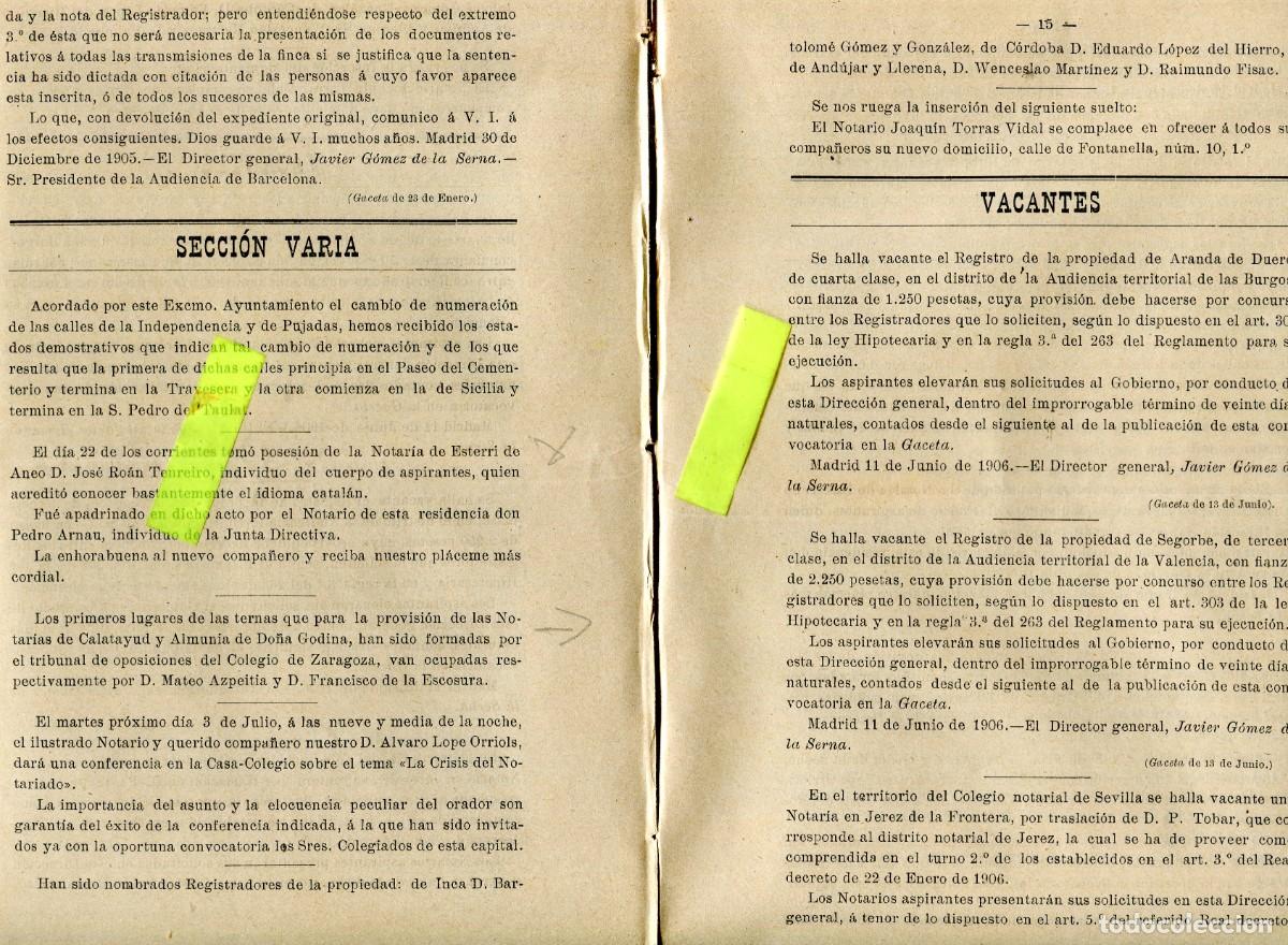 Sammeln von Zeitschriften und Zeitungen: REVISTA A&Ntilde;O 1906 NOTARIO NOTARIA DE ESTERRI DE ANEO CALATAYUD ALMUNIA DE DO&Ntilde;A GODINA INCA SEGORBE