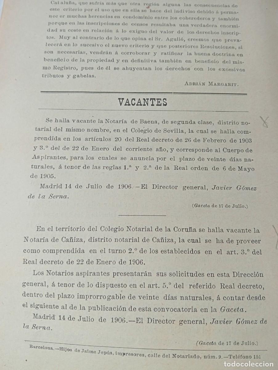 Coleccionismo de Revistas y Peri&oacute;dicos: REVISTA A&Ntilde;O 1906 NOTARIO NOTARIA DE BAENA CA&Ntilde;IZA CORU&Ntilde;A