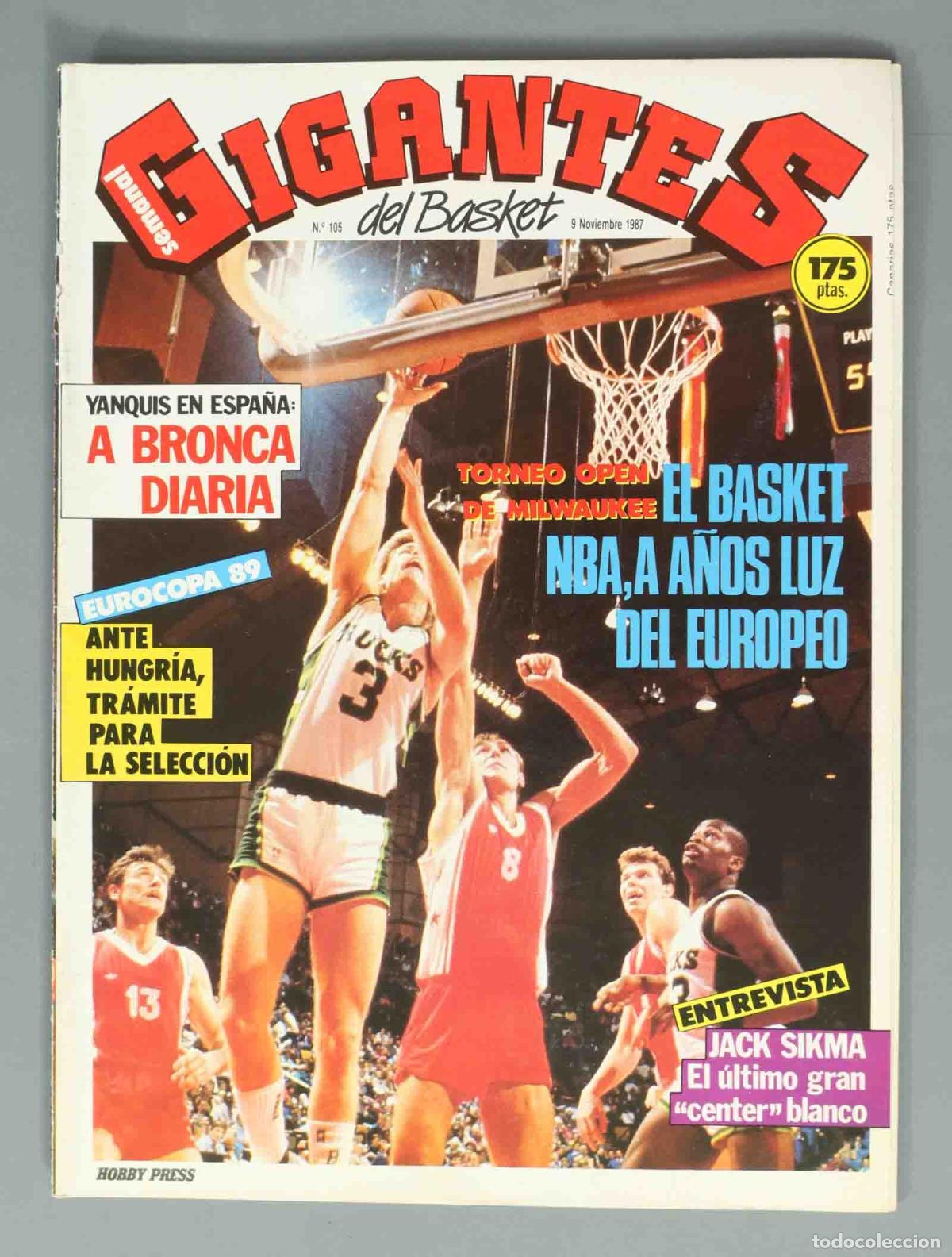 Coleccionismo de Revistas y Peri&oacute;dicos: GIGANTES DEL BASKET. N&ordm; 105. 9 NOVIEMBRE 1987. EL BASKET NBA, A A&Ntilde;OS LUZ DEL EUROPEO.