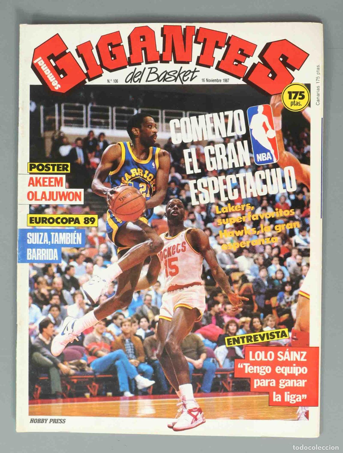 Coleccionismo de Revistas y Peri&oacute;dicos: GIGANTES DEL BASKET. N&ordm; 106. 16 NOVIEMBRE 1987. COMENZO EL GRAN ESPECTACULO.