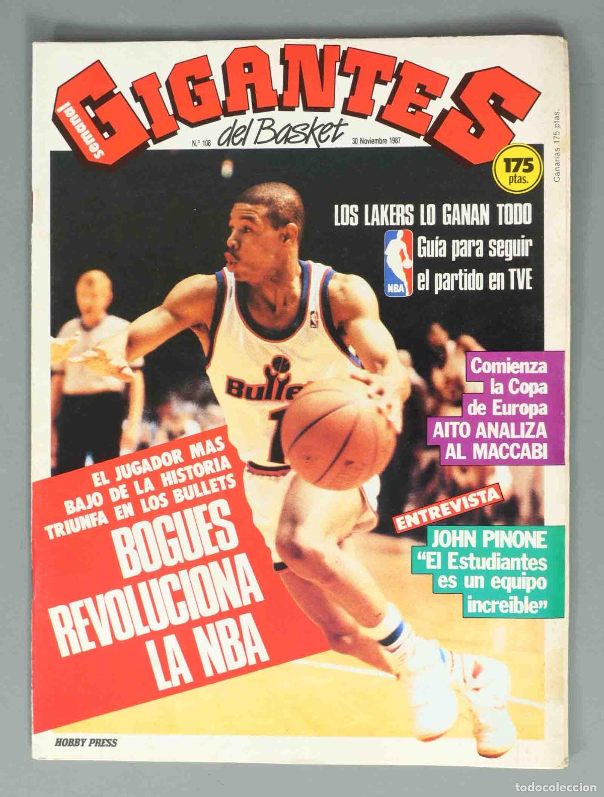 Coleccionismo de Revistas y Peri&oacute;dicos: GIGANTES DEL BASKET. N&ordm; 108. 30 NOVIEMNRE 1987. BOGUES REVOLUCIONA LA NBA.