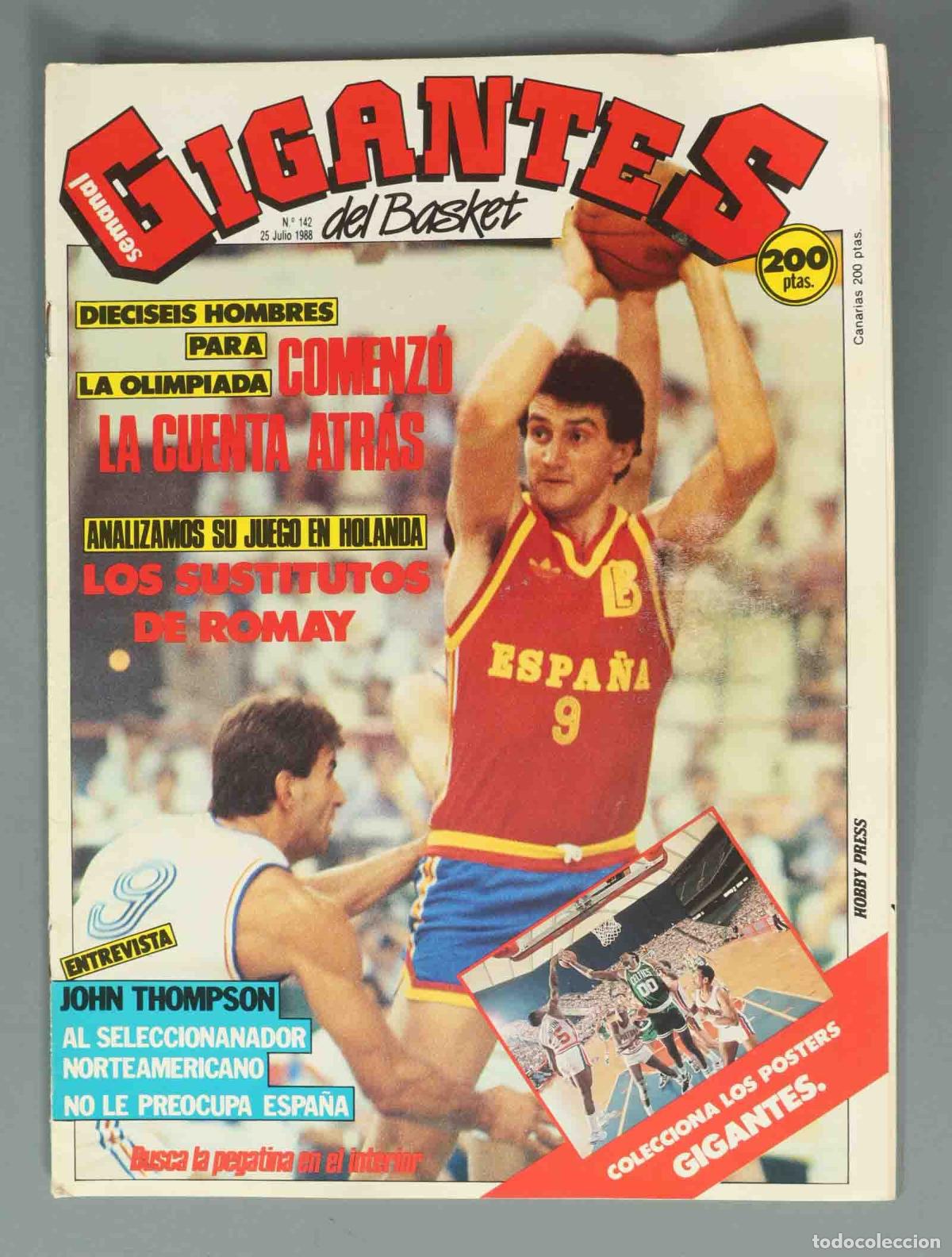 Collection Magazines and Newspapers: GIGANTES DEL BASKET. N&ordm; 142. 25 JULIO 1988. DIECISEIS HOMBRES PARA LA OLIMPI COMENZ&Oacute; LA CUENTA ATRAS