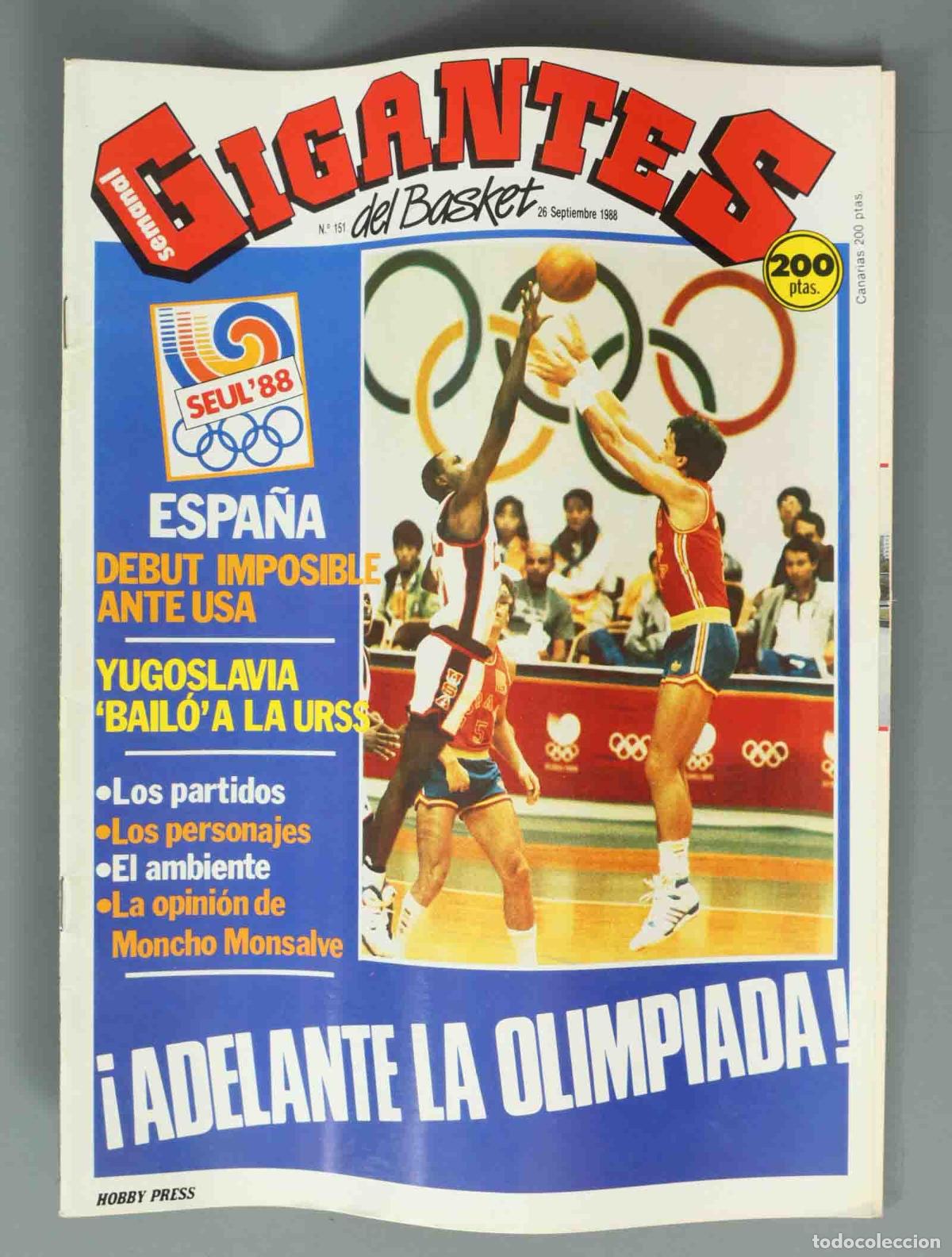 Colecionismo de Revistas e Jornais: GIGANTES DEL BASKET. N&ordm; 151. 26 SEPTIEMBRE 1988. &iexcl;ADELANTE LA OLIMPIADA!