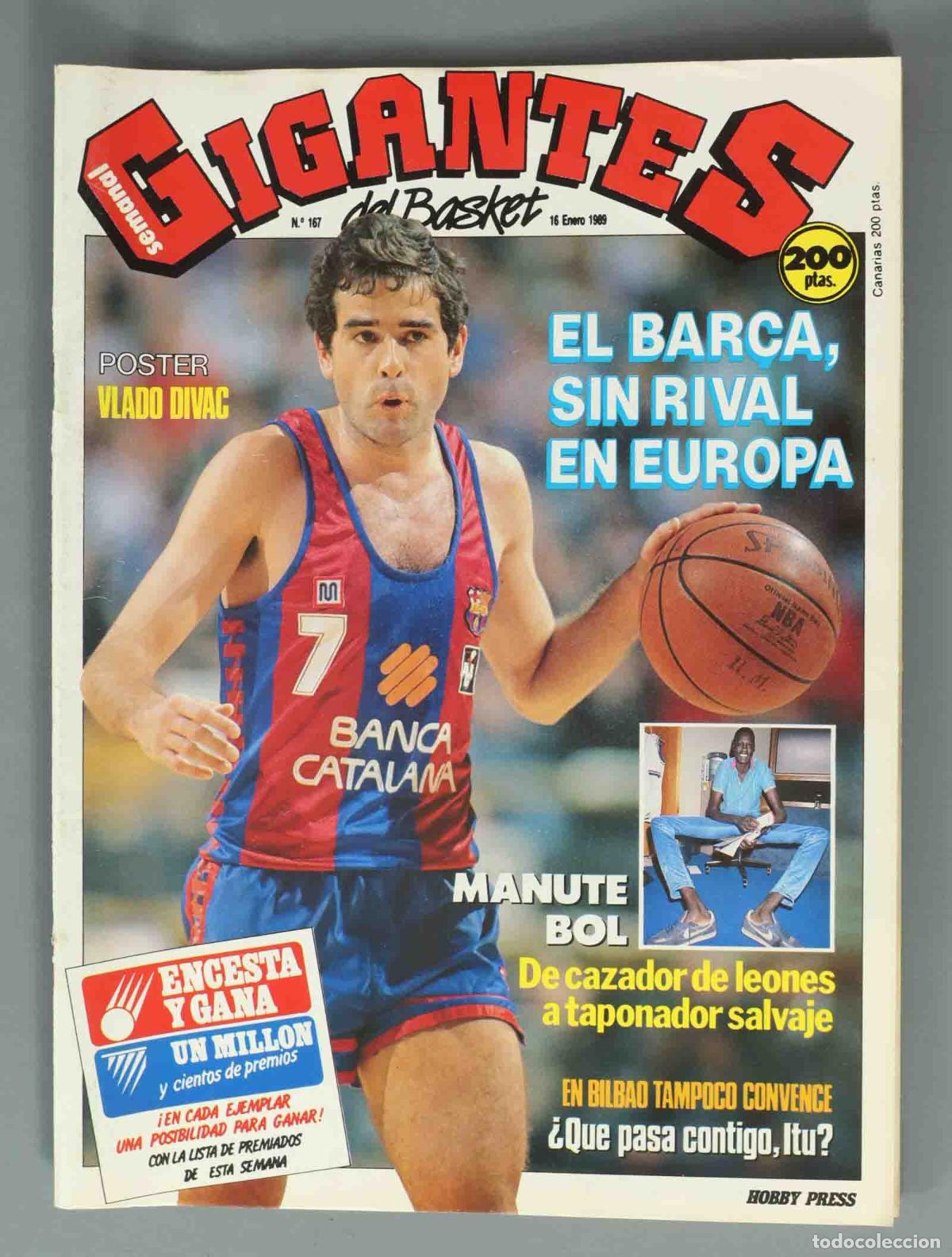 Coleccionismo de Revistas y Peri&oacute;dicos: GIGANTES DEL BASKET. N&ordm; 167. 16 enero 1989. EL BARCA, SIN RIVAL EN EUROPA