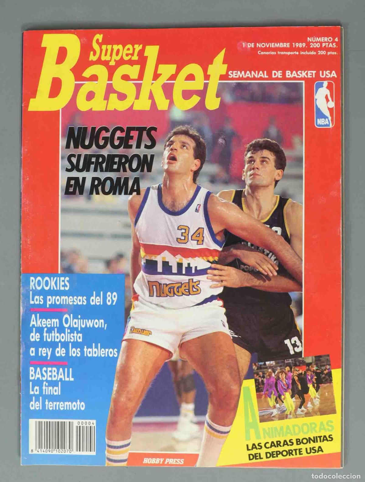 Coleccionismo de Revistas y Peri&oacute;dicos: SUPER BASKET. N&ordm; 4. 1 DE NOVIEMBRE 1989. NUGGETS SUFRIERON EN ROMA.