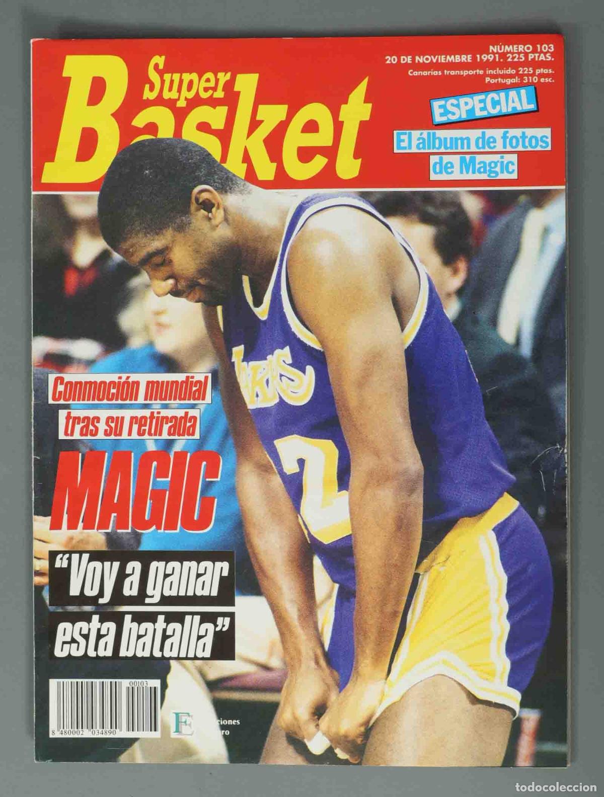 Coleccionismo de Revistas y Peri&oacute;dicos: SUPER BASKET. N&ordm; 103. 20 DE NOVIEMBRE 1991. Conmoci&oacute;n mundial tras su retirada. MAGIC.